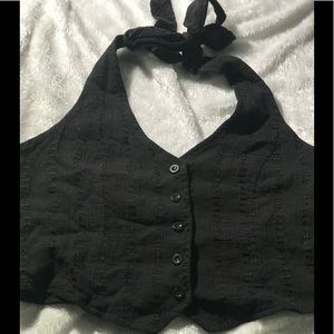 Black tie up cropped Vest